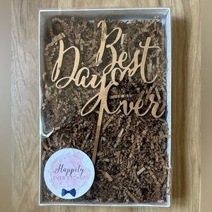 'Best Day Ever' Cake Topper - Gold /Wood